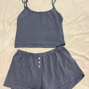 Striped Navy Blue Cami & Shorts Sleep Set